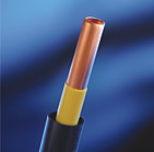 flexible polyethylene-coated copper tubing with a high density polyethylene (HDPE) outer sleeve